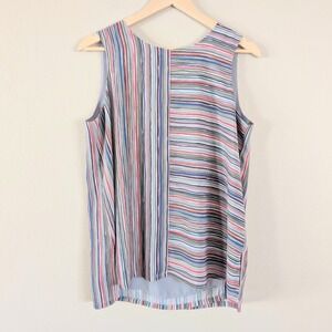 Nic‎ + Zoe Colorful Artsy Striped Tank Open Layered Back Office Work Business M